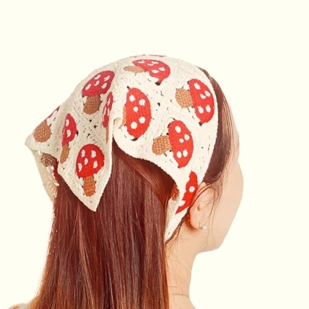 Red and Brown Strawberry Print Hair Scarf